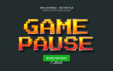 Poster - Yellow pixel game pause text effect editable