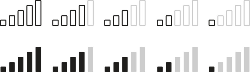 Poster - set of signal strength level line, flat icons vectors pictogram graphic, mobile antenna connection q