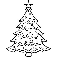 Wall Mural - Christmas tree line art
