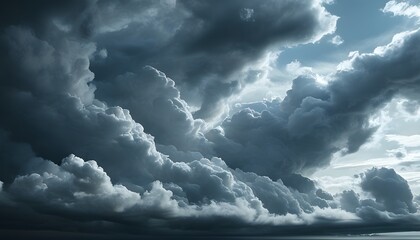 Wall Mural - The cloudy sky and dark clouds covered the entire sky, presenting a mysterious and spectacular scene.