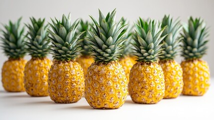 Wall Mural - Row of Fresh Pineapples