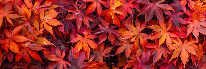 Poster - Vibrant red and orange leaves of the Acer japonicum Aconitifolium, also known as full moon maple, during autumn.