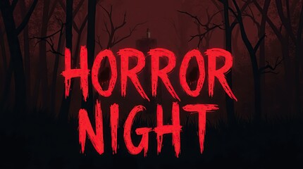 Wall Mural - Horror night text with eerie and scary atmosphere design