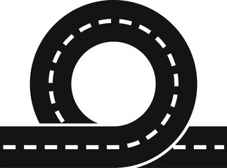 Poster - this simple vector icon depicts a circular overpass intersecting a straight road, representing trans