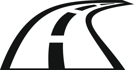 Poster - simple black and white icon of a winding road disappearing into the distance