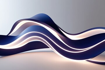 Poster - 3D Abstract Light Wave Design with White Background for Stunning Visuals