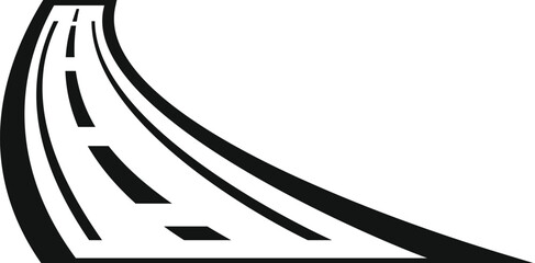 Poster - black and white illustration of a winding road disappearing into the distance