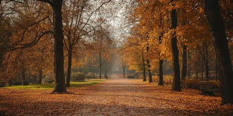 Wall Mural - A windy day in an autumn park