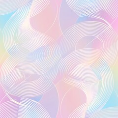 Wall Mural - An abstract white line pattern of interlocking circles placed on a gradient background transitioning from soft pink to light blue, creating a calm and harmonious design. 8k UHD, suitable for 