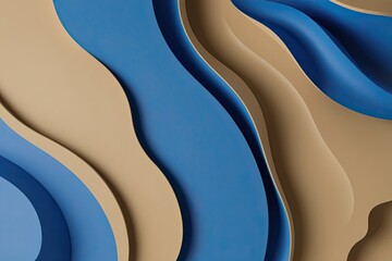 Poster - 3D Abstract Blue Wavy Shape Background Design