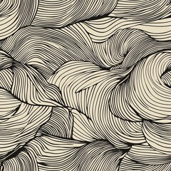 Wall Mural - Seamless pattern of abstract waves with interwoven lines and textures