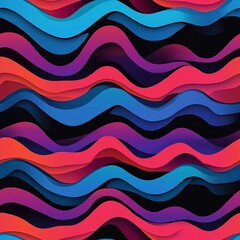 Wall Mural - Seamless pattern of flowing abstract waves with gradient colors