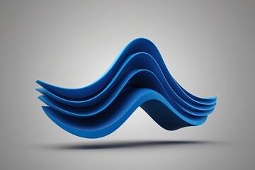 Poster - 3D Abstract Blue Wavy Shape Background Design