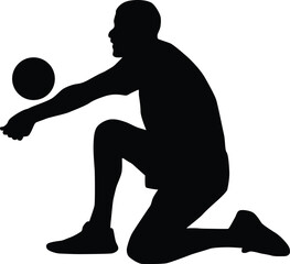 Wall Mural - Men volleyball player silhouette illustration. People pose when playing volleyball.