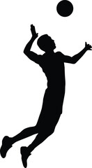 Wall Mural - Men volleyball player silhouette illustration. People pose when playing volleyball.