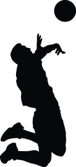 Wall Mural - Men volleyball player silhouette illustration. People pose when playing volleyball.