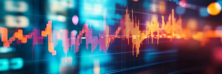 Aufkleber - a dynamic financial chart displays stock market trends on a digital screen, showcasing vibrant color