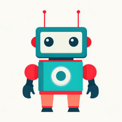 Poster - A sleek flat design icon featuring a futuristic AI robot, perfect for techrelated projects and presentations.