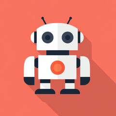 Poster - A sleek flat design icon featuring a futuristic AI robot, perfect for techrelated projects and presentations.