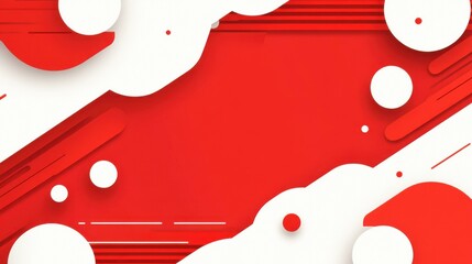 Canvas Print - A vibrant red backdrop with geometric shapes sets a modern tone, offering a clean white space for creative design.