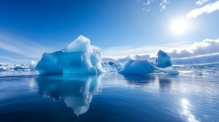 Sticker - Icebergs Reflecting in a Calm Glacier Lagoon