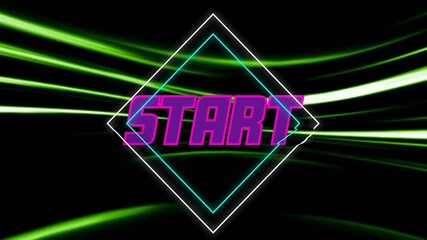 Poster - START text animation over neon diamond shape and green light streaks