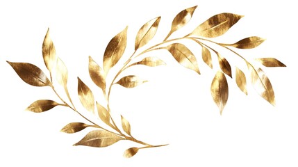 Golden laurel wreath symbol of achievement and excellence, isolated on a white background, perfect for award, honor, and recognition concepts in graphic design and branding