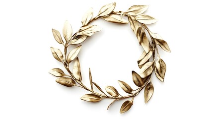 Golden laurel wreath symbol of achievement and excellence, isolated on a white background, perfect for award, honor, and recognition concepts in graphic design and branding