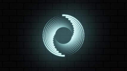 Poster - Glowing blue light ring. Futuristic loading circles and dots animation. Blue loading animation of progressing. Blue neon lights