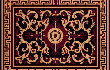 Wall Mural - 31. **Full-size seamless Greek key rug pattern with symmetrical and bold designs**