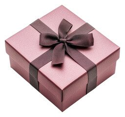 Wall Mural - Pink gift box with ribbon tied elegantly on top, cut out - stock png.