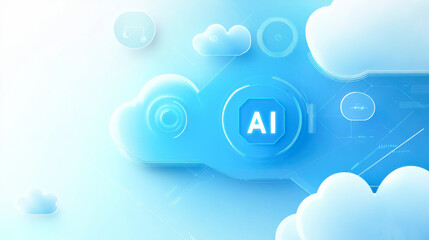 Poster - Concept of Artificial Intelligence Driven Cloud Computing. Clean and Minimalist