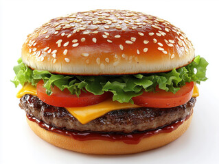 Tasty Hamburger with white Background