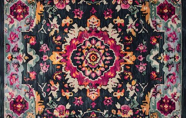 Wall Mural - 10. **Full-size seamless Bohemian rug design with eclectic geometric and floral patterns**
