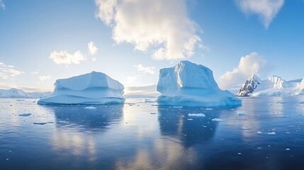 Poster - Icebergs and Blue Waters in Antarctica