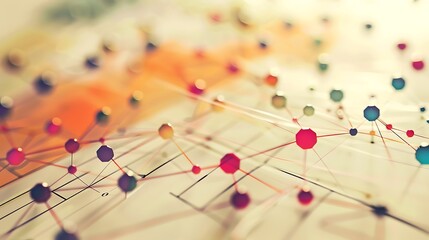 Fototapete - Colorful abstract network for Technology Innovation Concept connectivity element relationship.
