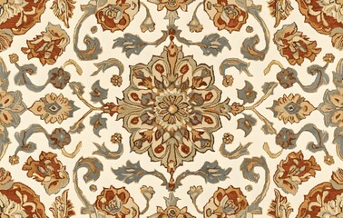 Wall Mural - 50. **Full-size traditional Indian rug pattern with a seamless design of intricate paisley and floral elements**