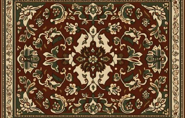 Wall Mural - 50. **Full-size traditional Indian rug pattern with a seamless design of intricate paisley and floral elements**