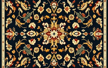 Wall Mural - 50. **Full-size traditional Indian rug pattern with a seamless design of intricate paisley and floral elements**