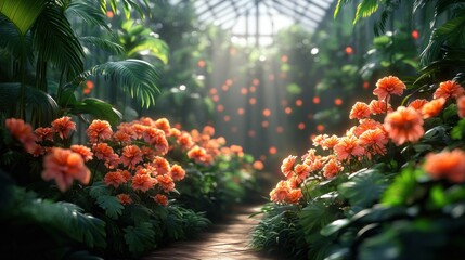 Wall Mural - Sunlit Greenhouse Path