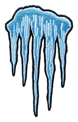 embroidered ice patch design in light blue color, cut out - stock png.