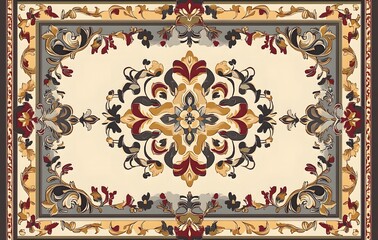 Wall Mural - 5. **Full-size seamless Oriental rug pattern with elegant medallions and detailed borders**