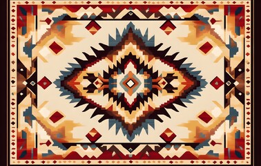 Wall Mural - 8. **Full-size seamless Southwestern rug design with earthy tones and geometric patterns**