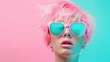 © MAY - Editorial-style images featuring models with neon hair styled in avant-garde and experimental ways, against minimalist backgrounds to emphasize their vibrant appearance.