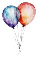 Two colorful balloons floating softly in the air, cut out - stock png.