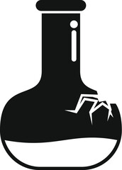 Poster - Simple icon representing a chemical flask with a crack and releasing vapor, for chemical danger concepts