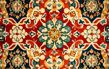 Wall Mural - 46. **Full-size classic Turkish rug design with a seamless pattern of intricate geometric and floral motifs**