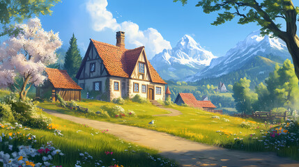 Wall Mural - church in the mountains