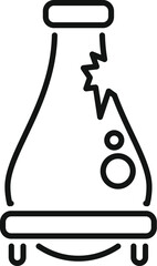 Poster - Simple outline icon of a chemical flask experiment cracking with smoke coming out