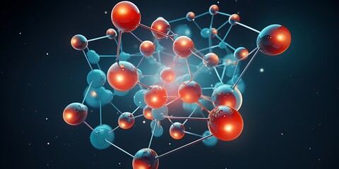 Abstract atom or molecule structure, 3D render, 3D illustration